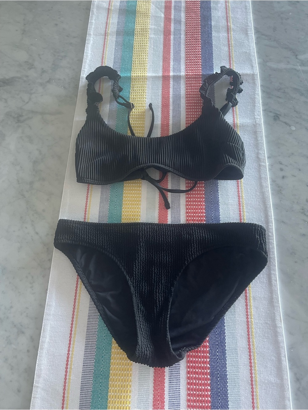 Hollister Black Ribbed Spring Break bikini set